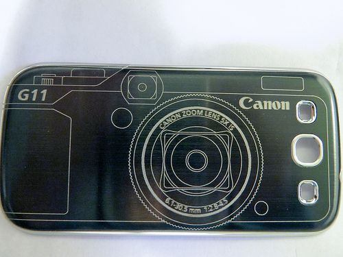 Laser engraved brushed metal phone battery cover/case