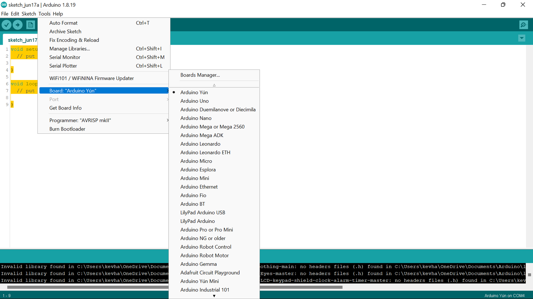 Adding the Esp Boards in Board Manager.