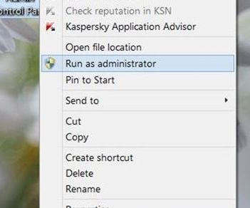 Run the Control Panel As Admin