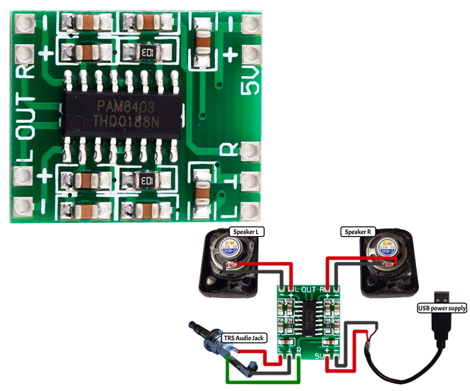 Amplifier of High Quility With Usb Power Supply for Mobile Device (PAM8403)