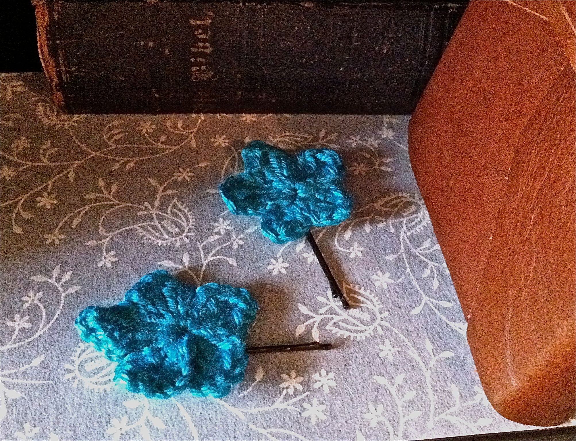 Crocheted Flower Hair Pins