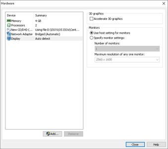Virtual Machine Hardware Configuration
