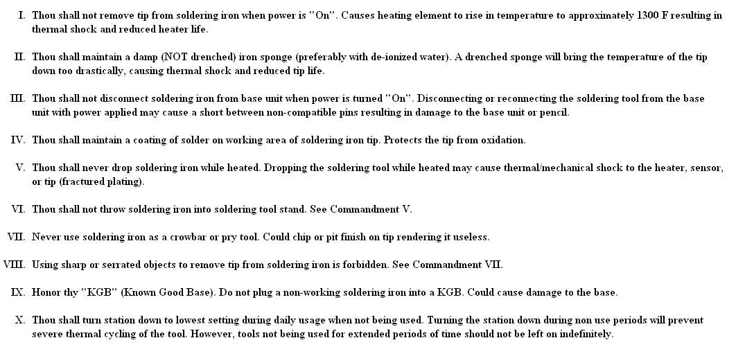 Ten Commandments of Soldering