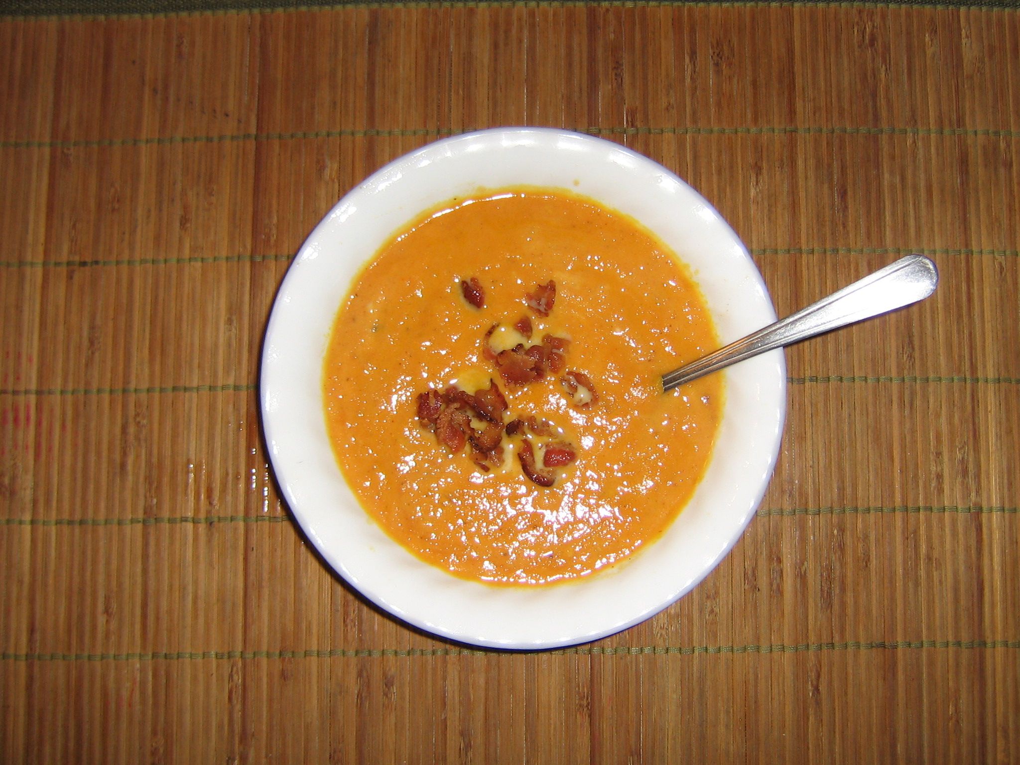 Cajun Style Fresh Pumpkin Soup with Bacon