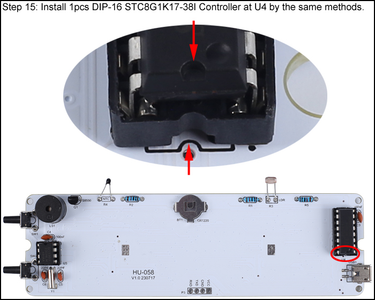 Install 1pcs DIP-16 STC8G1K17-38I Controller at U4