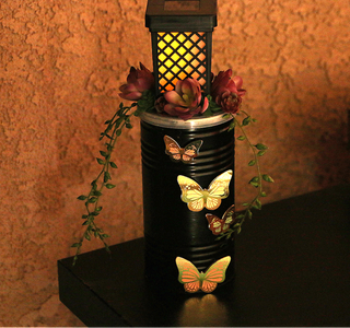 DIY Upcycled Tin Container Solar Light Display