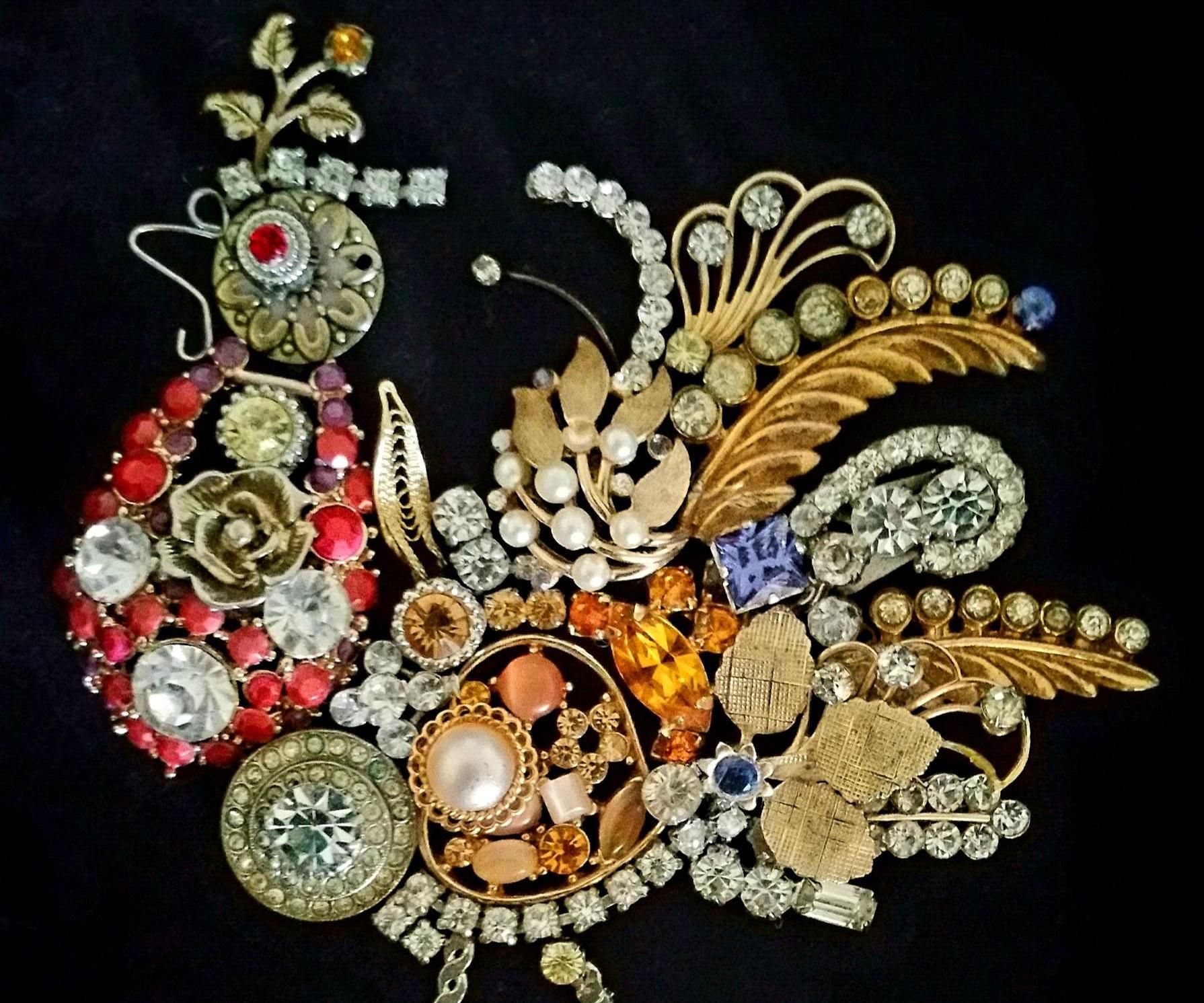 Upcycled Broken Jewelry Sculpture