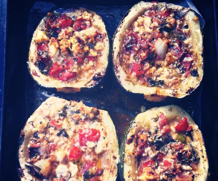 Baked Courgettes With Feta, Tomato, Mint & Marjoram