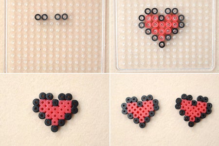 Make Two Perler Bead Hearts