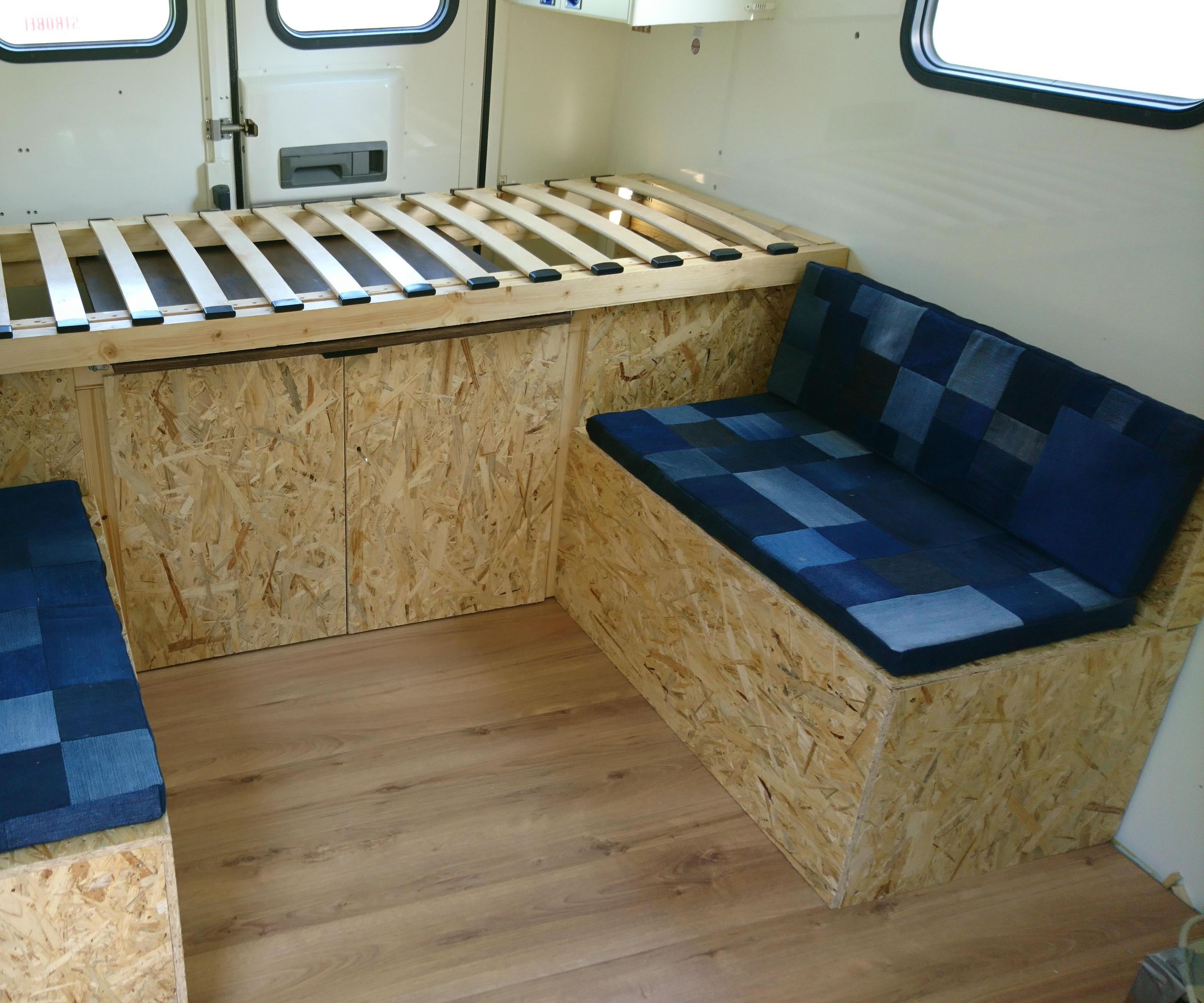 Shades of Blue Patchwork Seating Pillows - Upcycling of Old Jeans