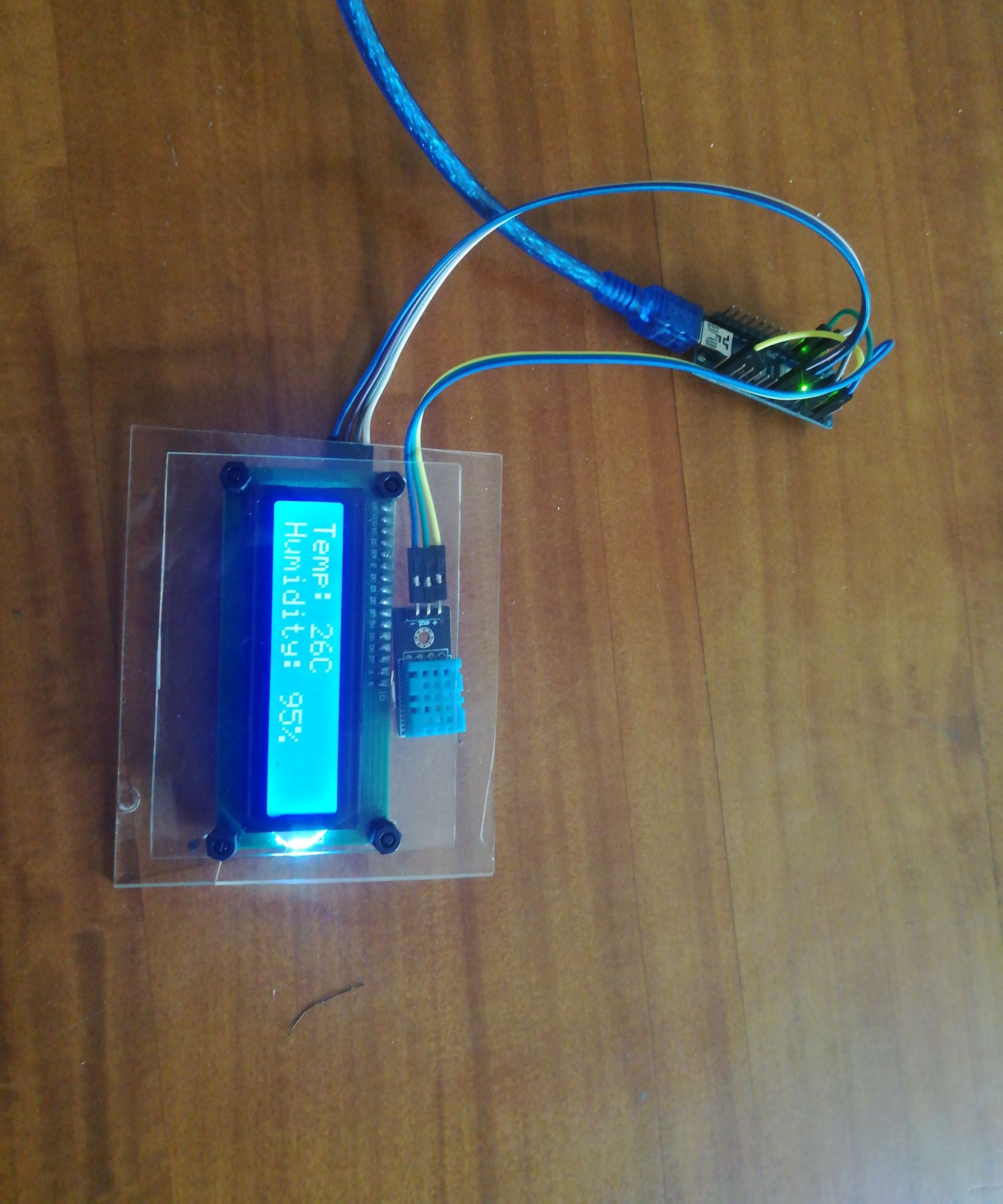 DISPLAY HUMIDITY AND TEMPERATURE ON LCD WITH ARDUINO NANO