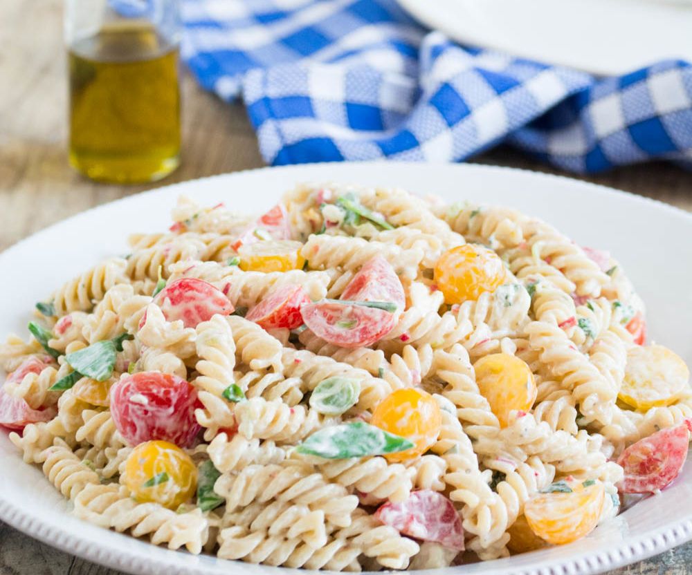 Creamy Whole-Wheat Fusilli Salad