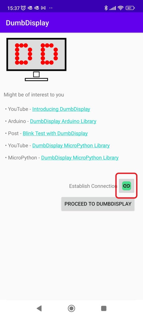 Making WIFI Connection With DumbDisplay App