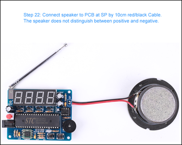 Connect Speaker to PCB at SP by 10cm Red/black Cable