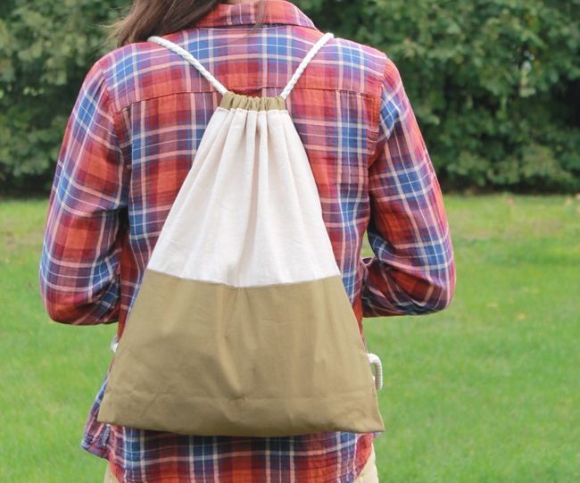 Two-tone Drawstring Backpack