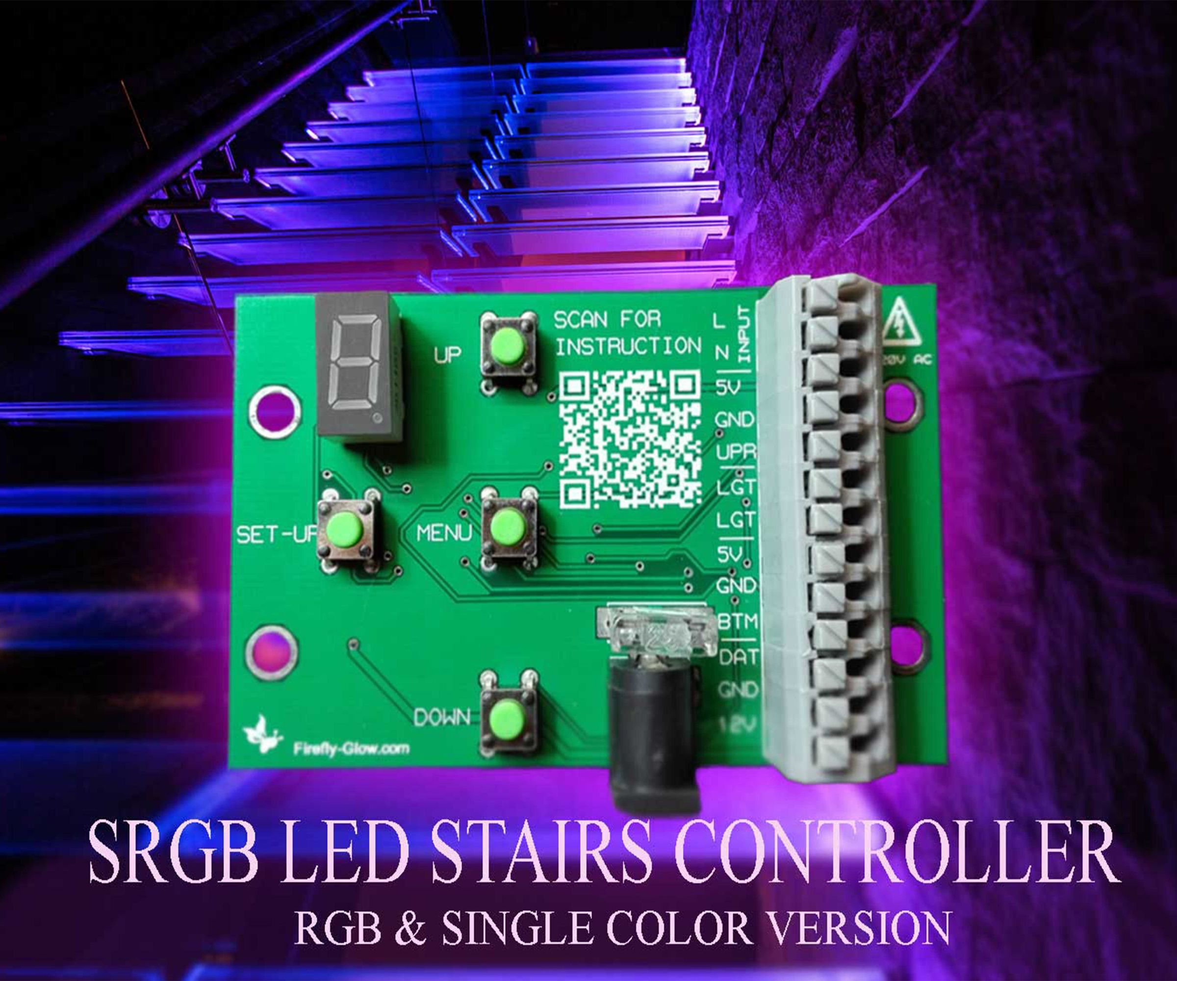 RGB STAIRS BACKLIGHT USING ADDRESSABLE DRIVERS. 