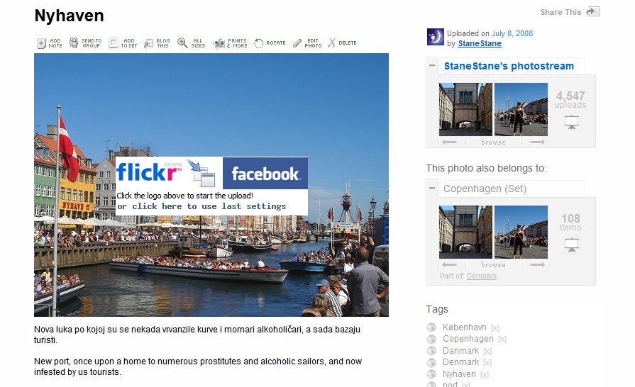 Upload Flickr photos directly to Facebook photo album
