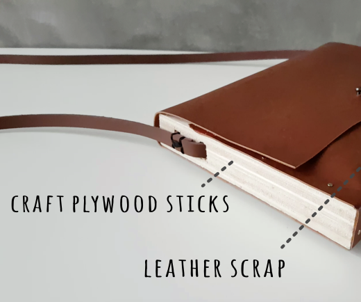 Leather Handbag with wooden sides