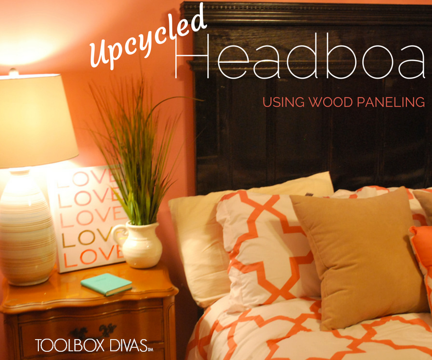 UPCYCLED HEADBOARD MADE WITH WOOD PANELING