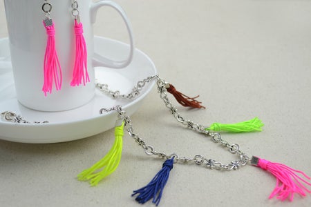 Personalized Mothers Day Jewelry- Colorful Tassel Necklace Earring Set