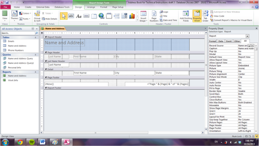 Creating a Report Header