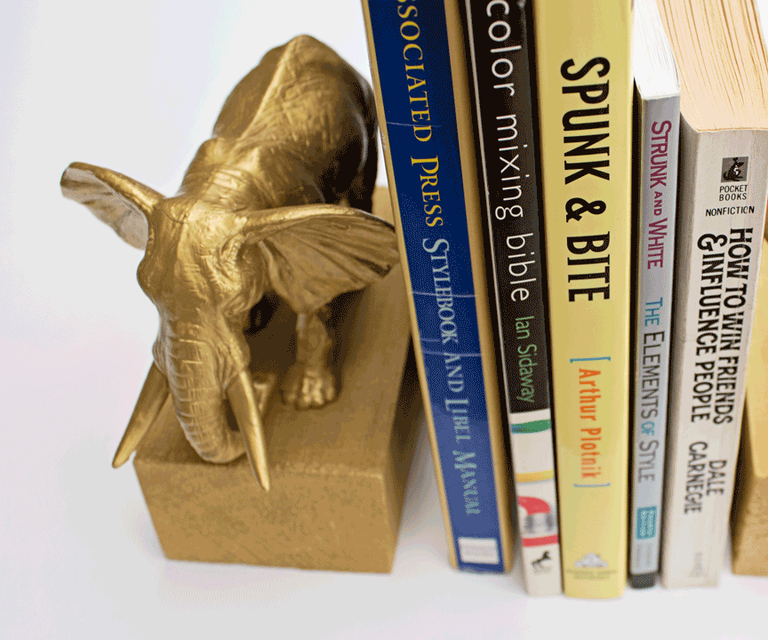 Gold Elephant Book Ends
