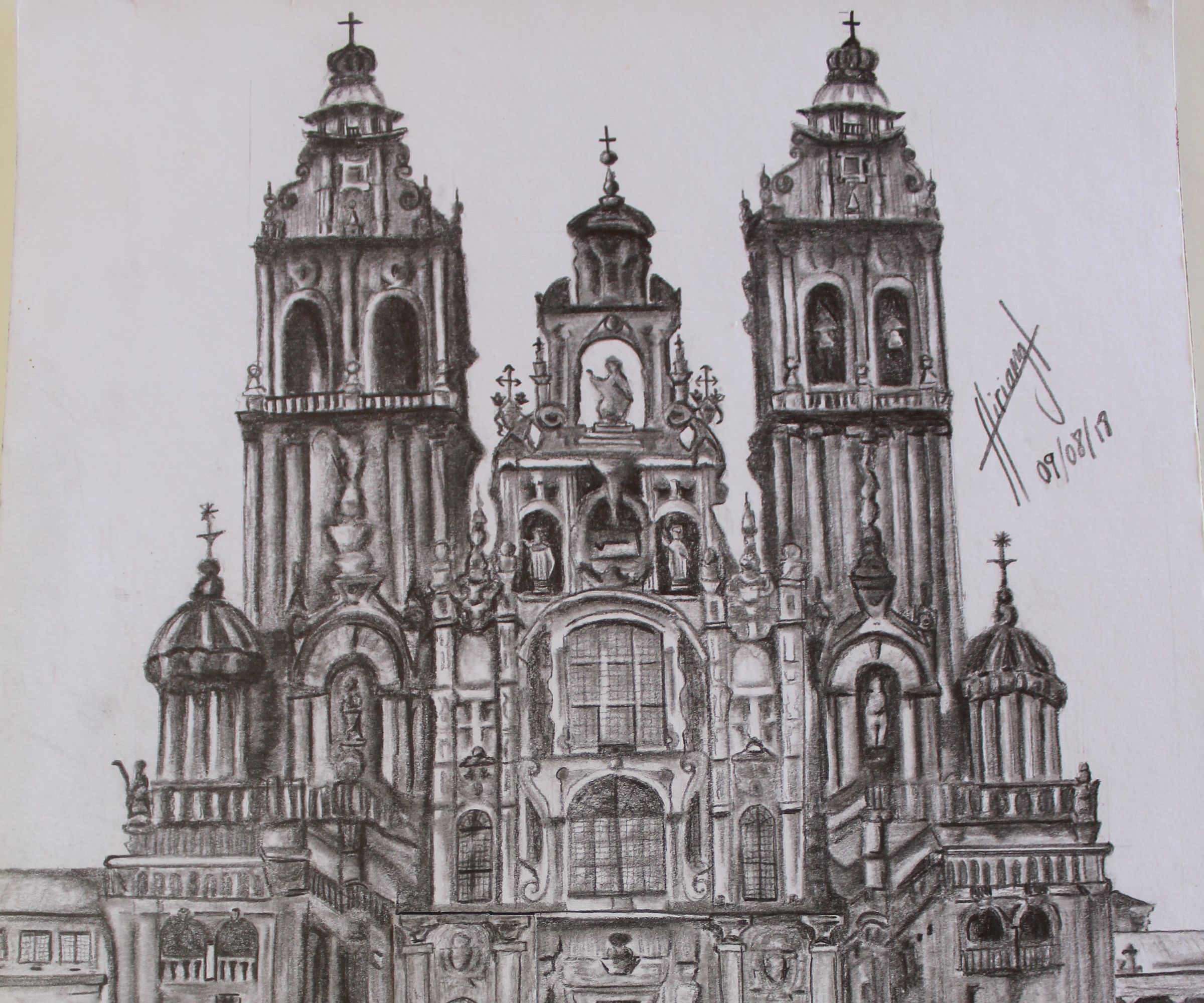 Drawing of the Cathedral of Santiago De Compostela 