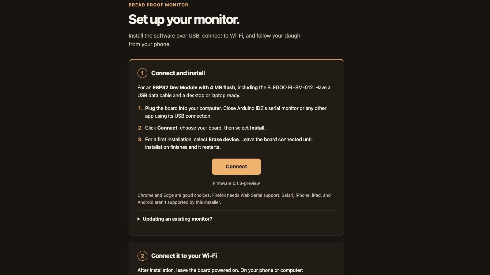 ขั้นตอนติดตั้ง Firmware ของ Bread Proof Monitor ผ่าน Browser