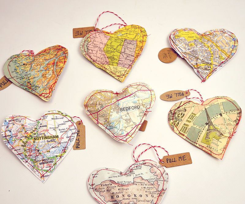 Valentine Map Heart Treat Bags