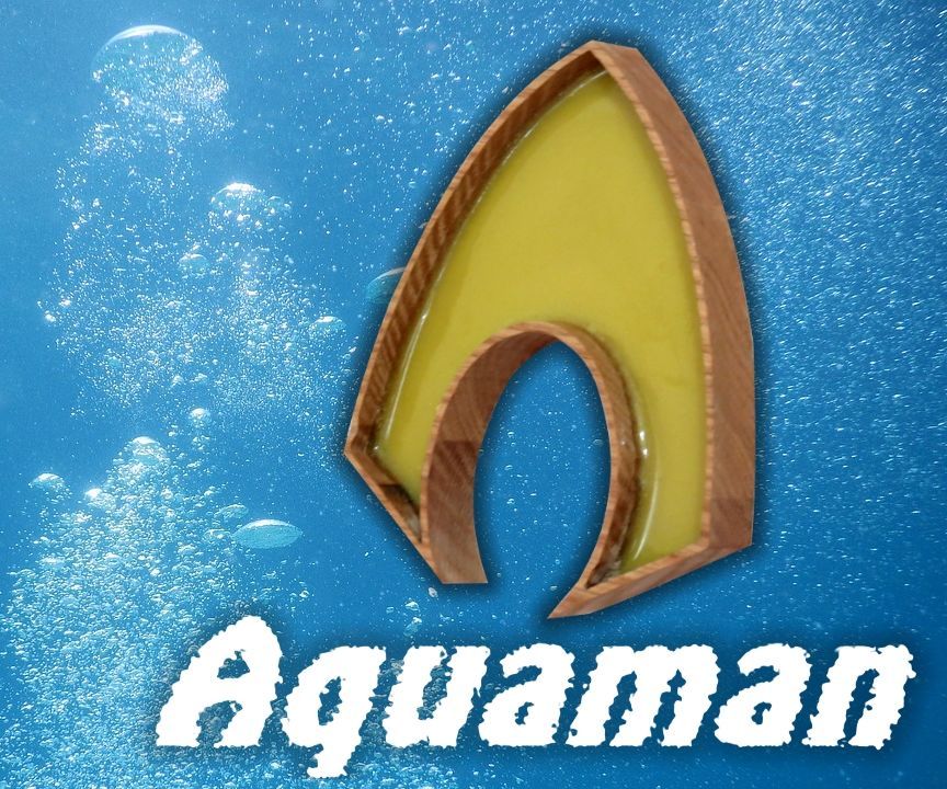 Aquaman Superhero Emblem - Wood and Resin
