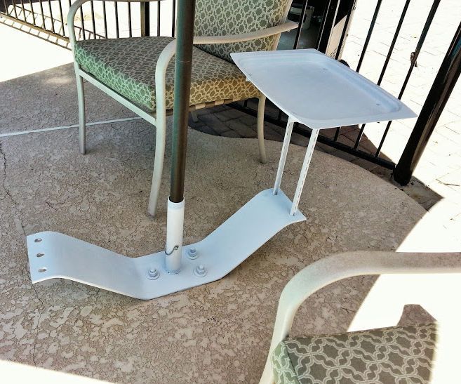 Patio Umbrella Stand From Old Diving Board Mount