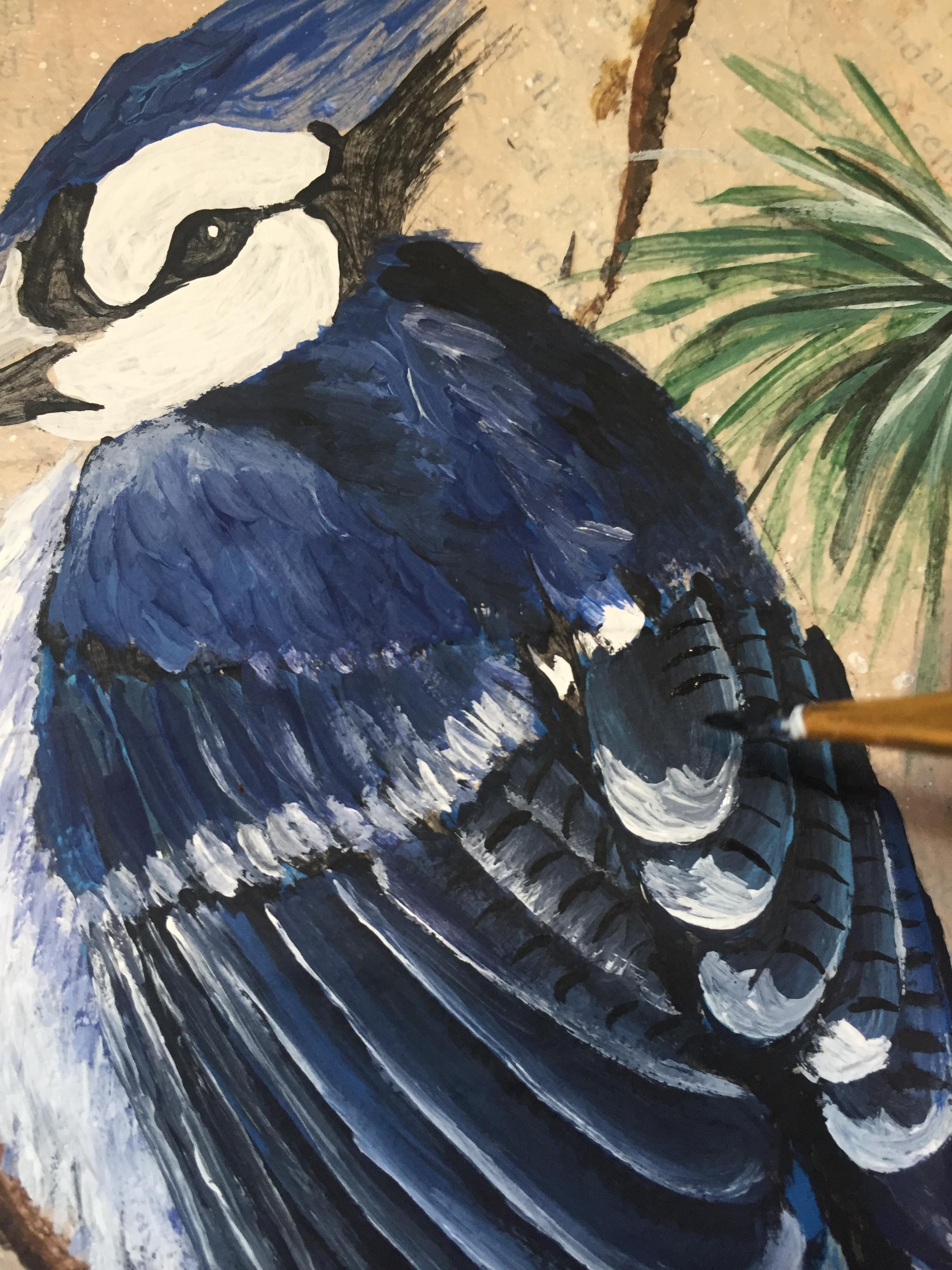 How to Paint a Blue Jay on a Branch. 13 Steps (with Pictures