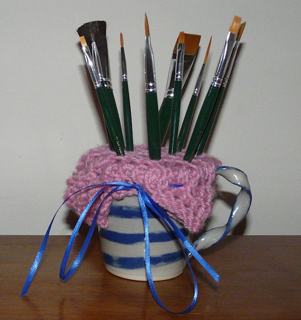 Knitted or Crocheted Paintbrush Holder