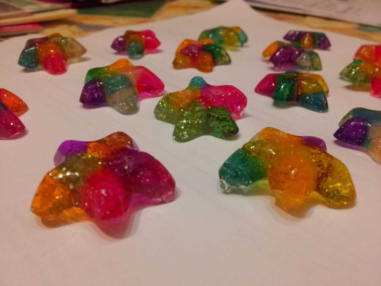 Transparent, Sparkly Plastic Stars