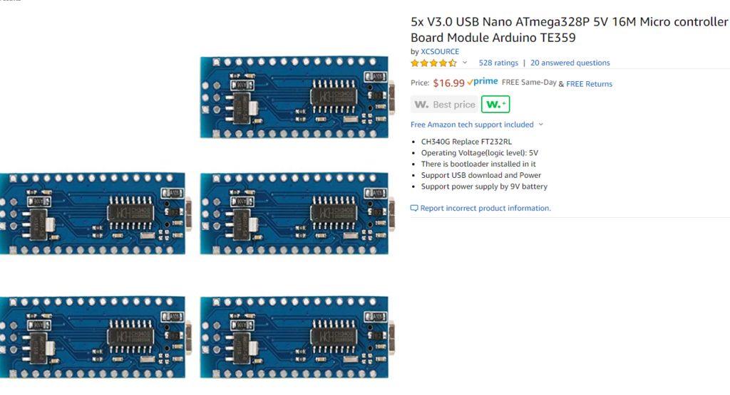 5x V3.0 USB Nano ATmega328P 5V 16M Micro controller Board Module Arduino TE359