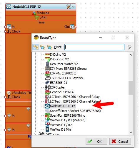 Start Visuino, and Select the NodeMCU ESP-12 Board Type