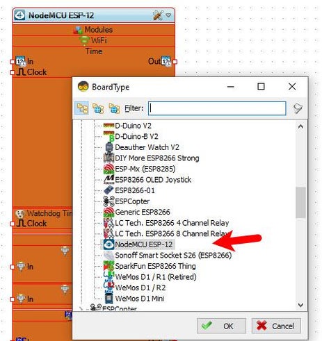 Start Visuino, and Select the NodeMCU ESP-12 Board Type