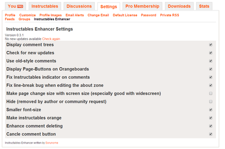 The Settings Menus