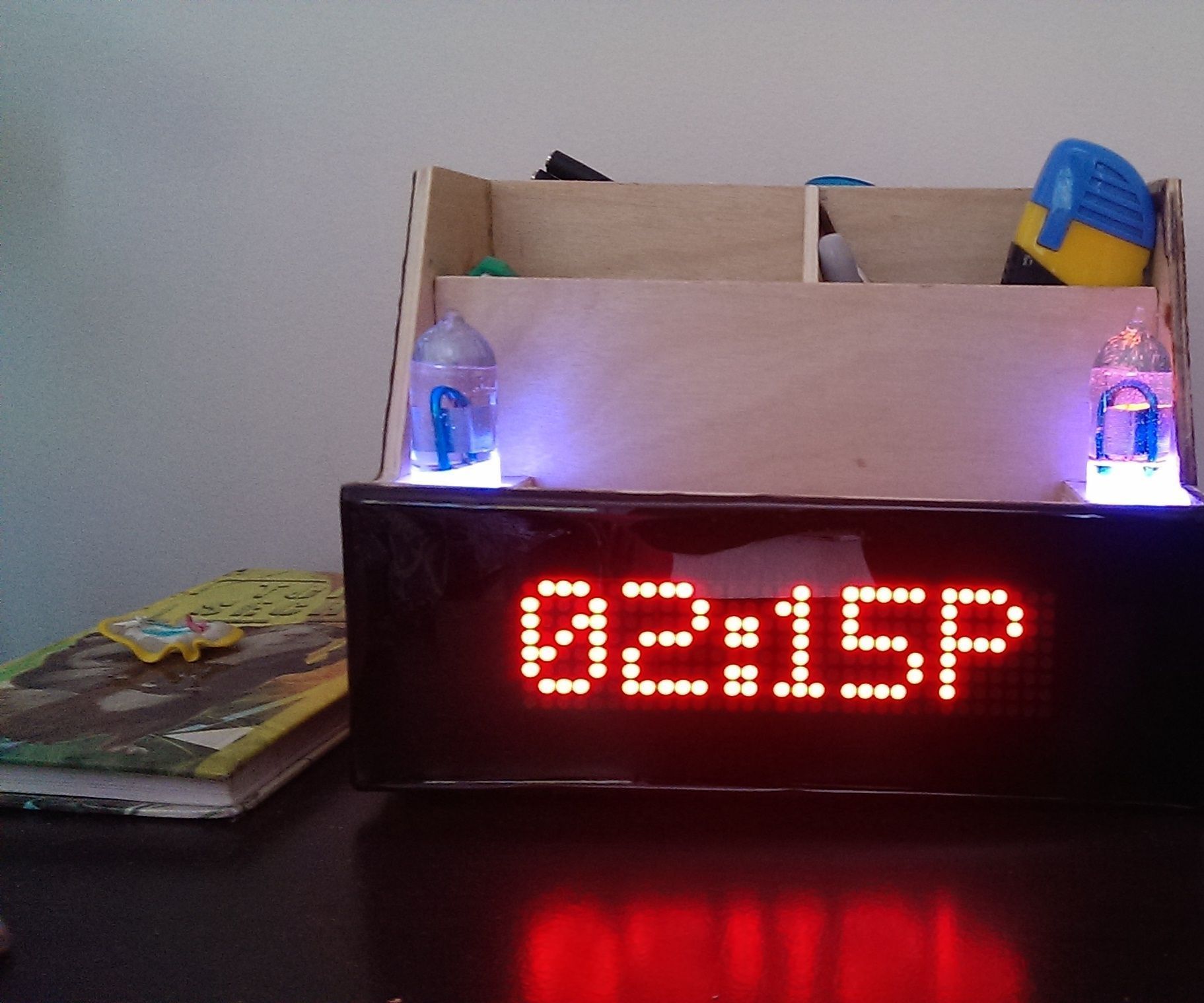 Desk Organizer With LED Matrix Clock and Bluetooth