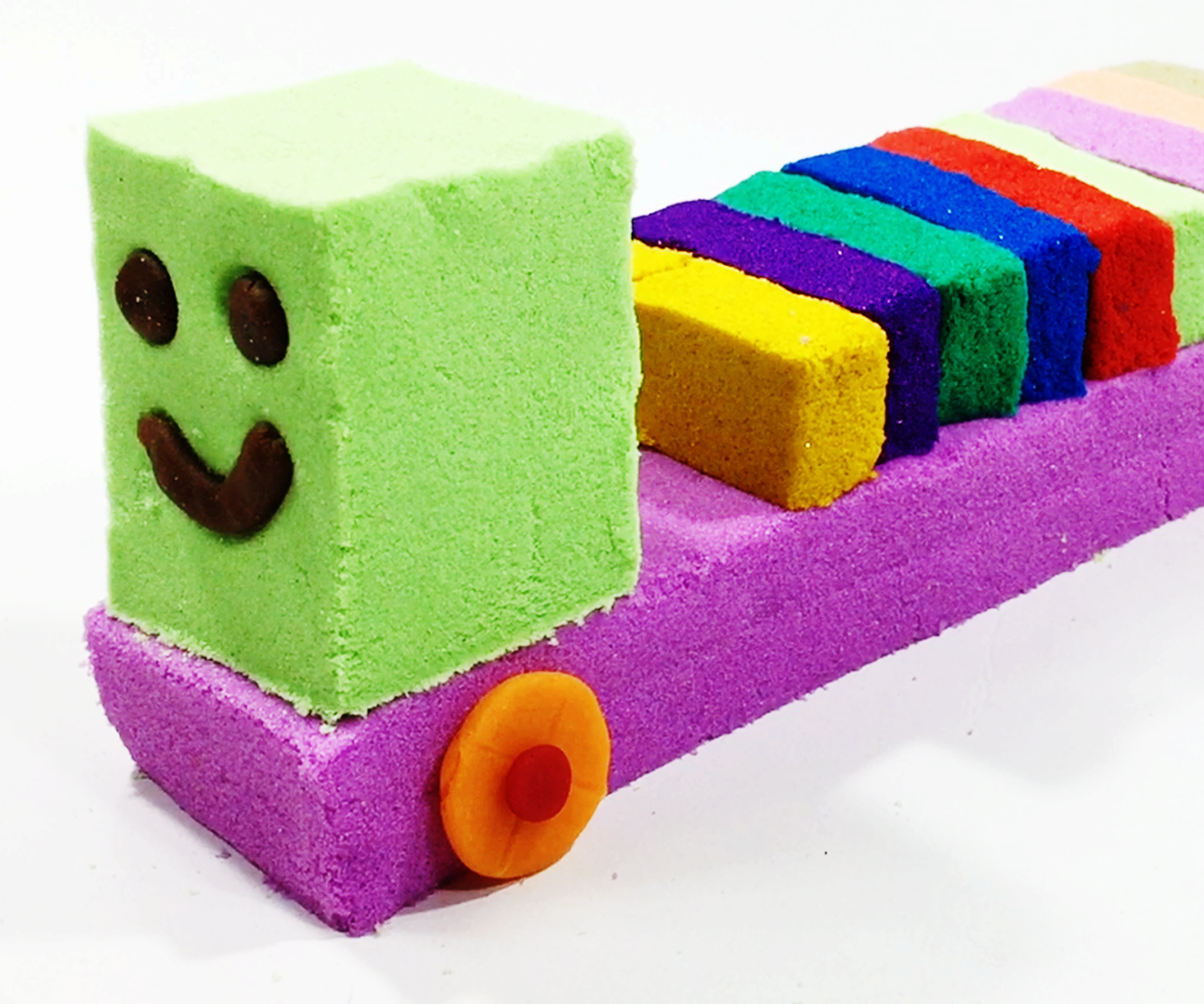 How to Make Kinetic Sand Train Toys | Learn Colors for Kids Children 