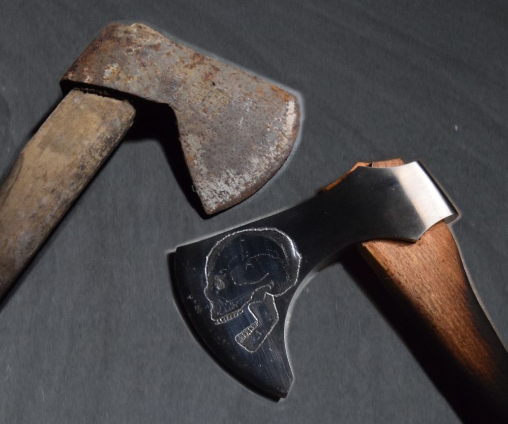 How to Make a Viking Style Axe From an Old Rusty Axe - No Forging