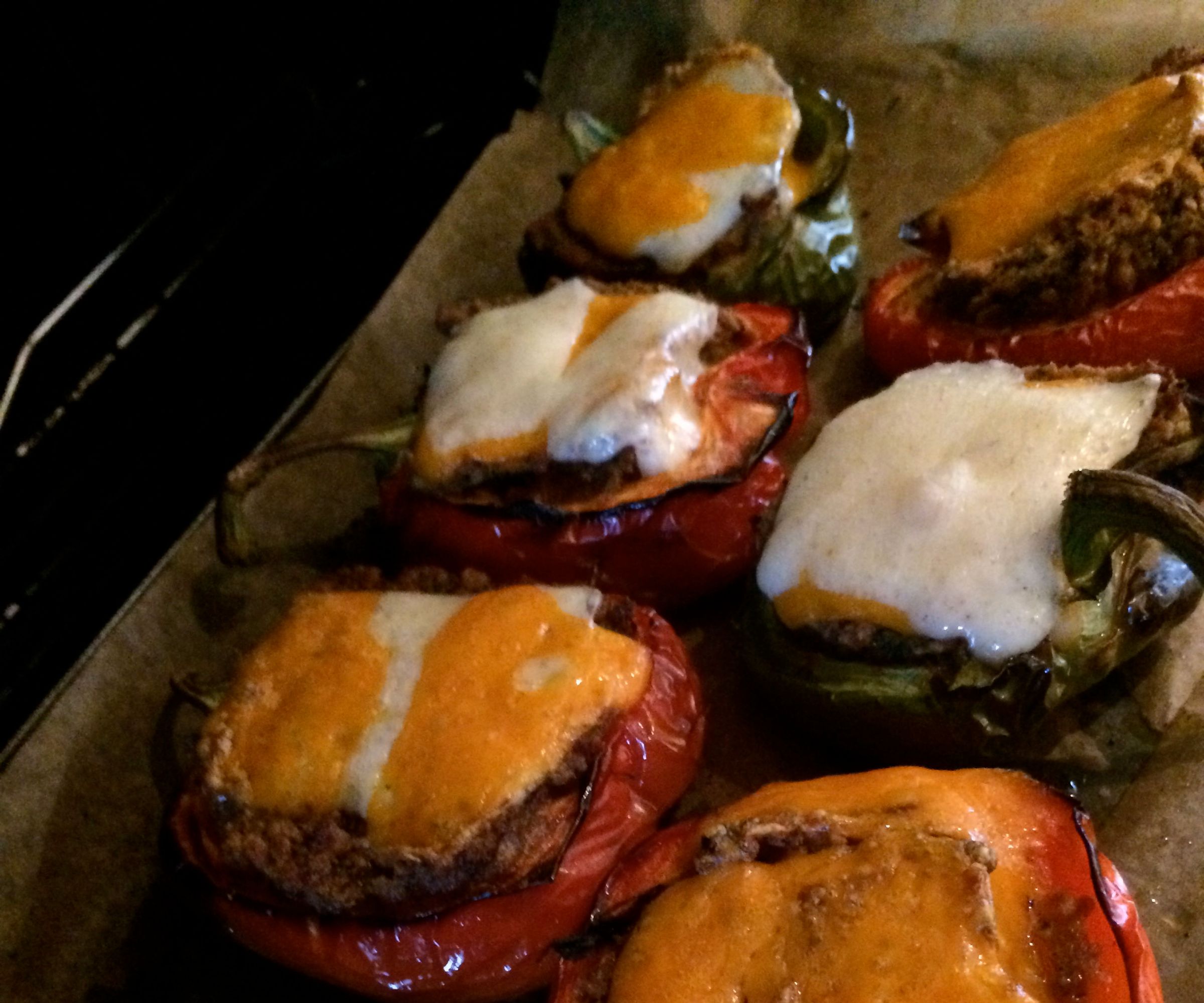 CHEESY STUFFED PEPPER BOATS