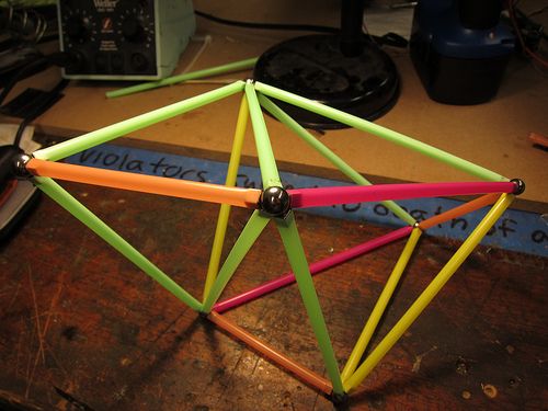 Custom Low-Cost Magnetic Model Construction Kit from Drinking Straws