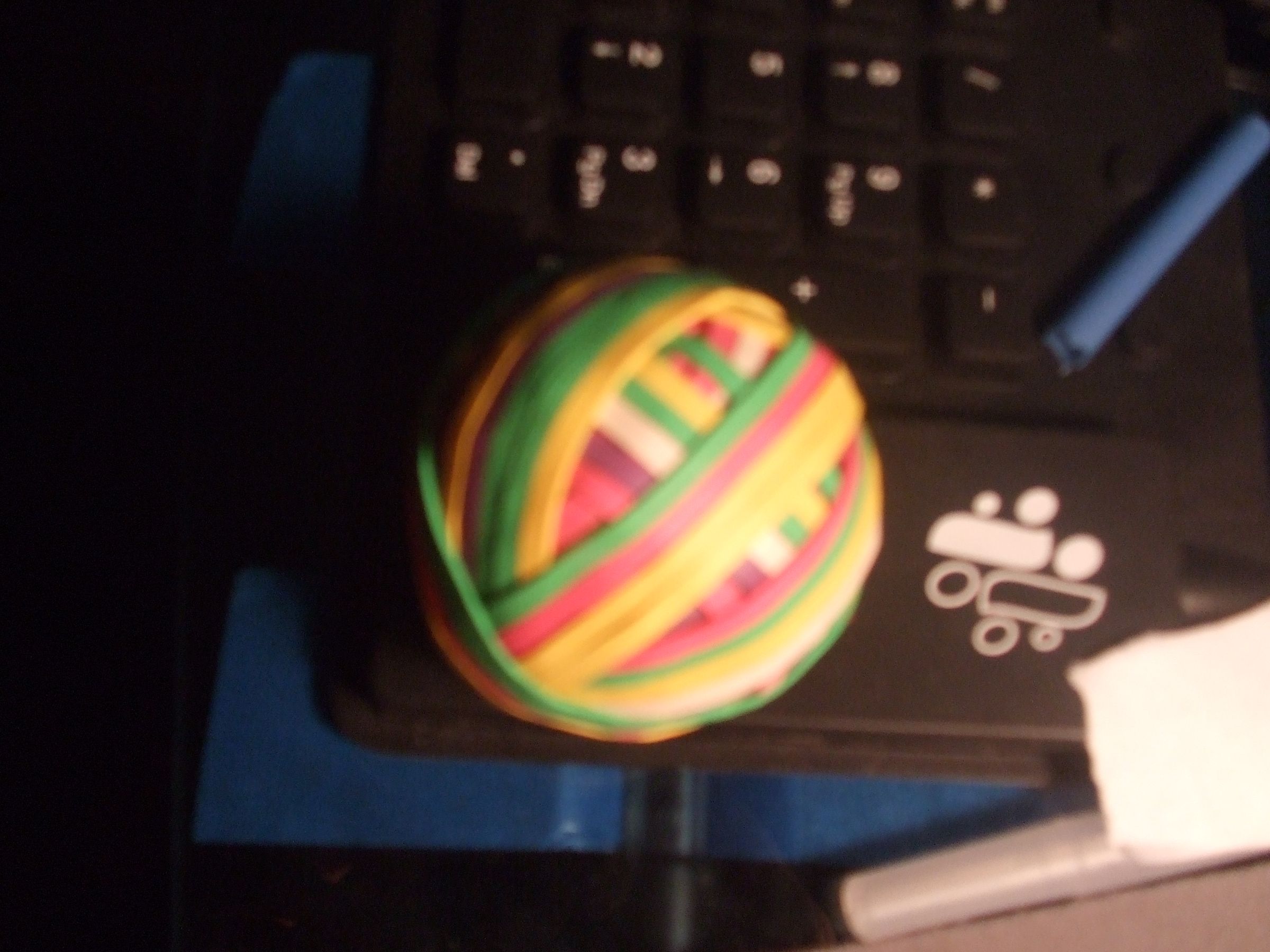 Colored ball of rubberband