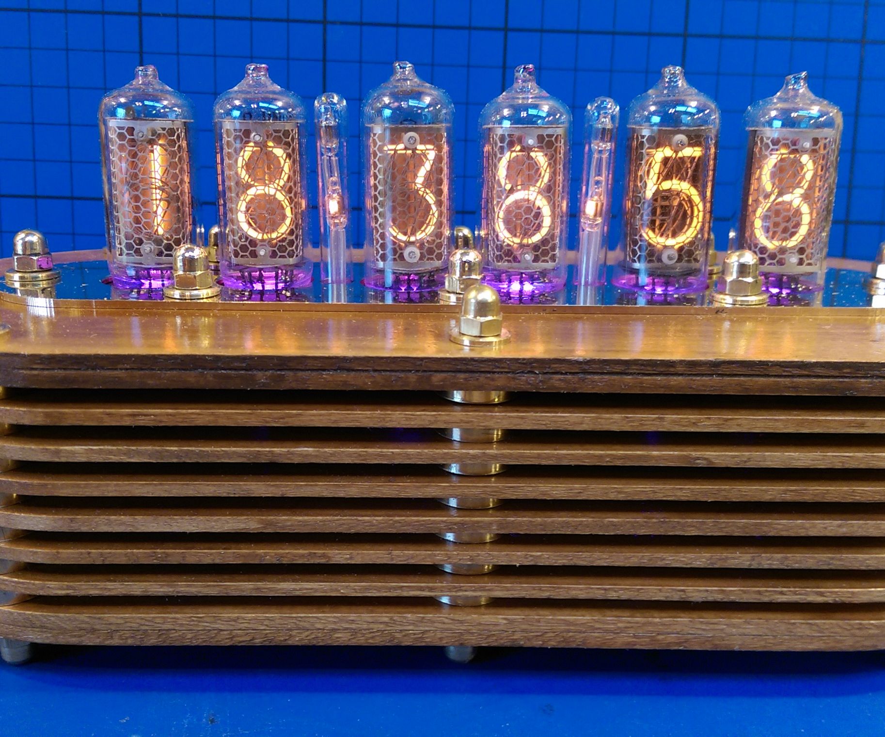 Wooden Venetian Blind Nixie Clock Aka Sara's Little Sister.