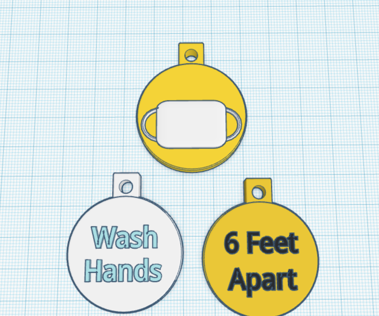 Stay Safe Mix | Make Keyrings With Tinkercad: Wash Hands, Social Distancing and Wear Face Mask 