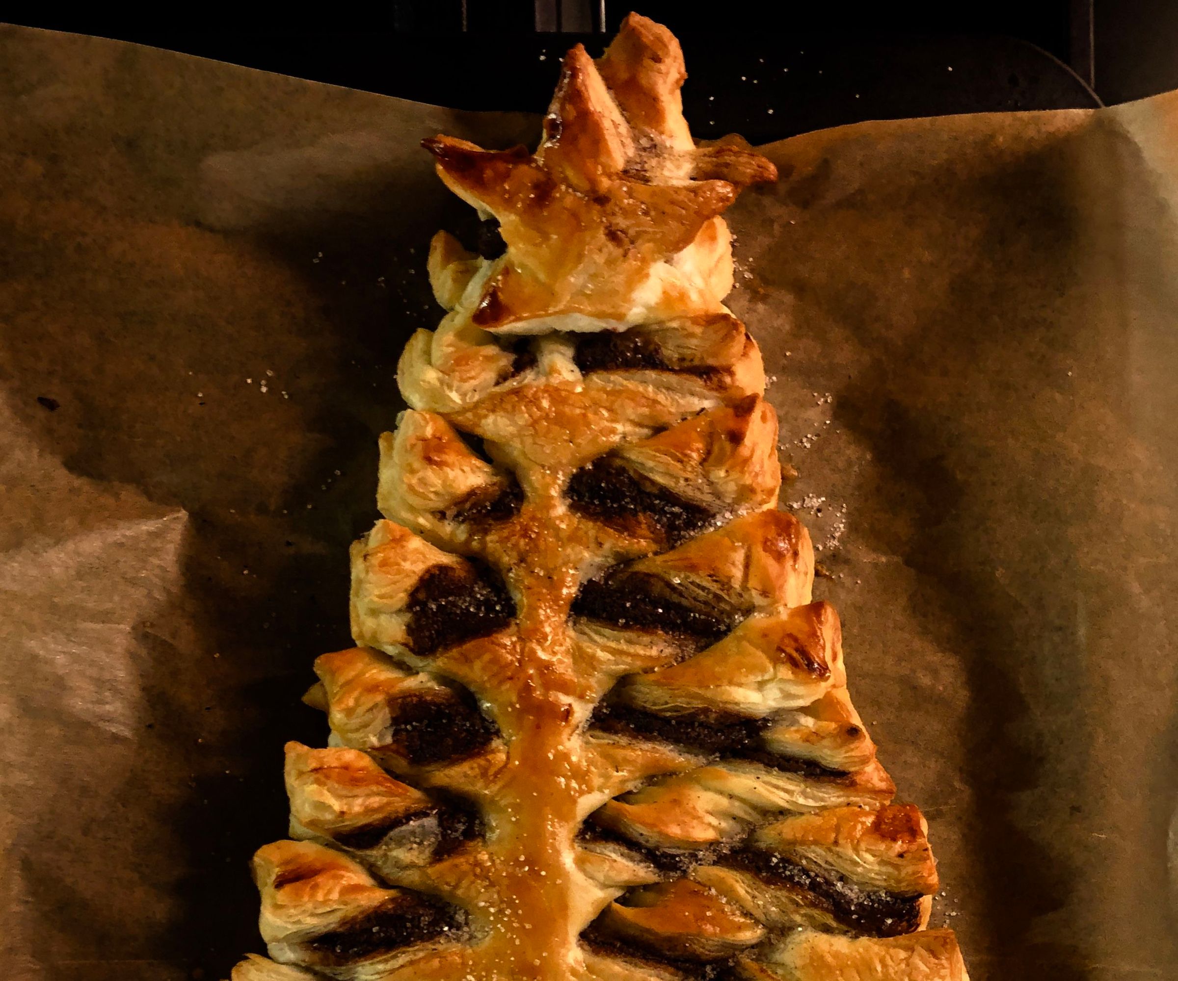 Puff Pastry Chocolate Churros Christmas Tree