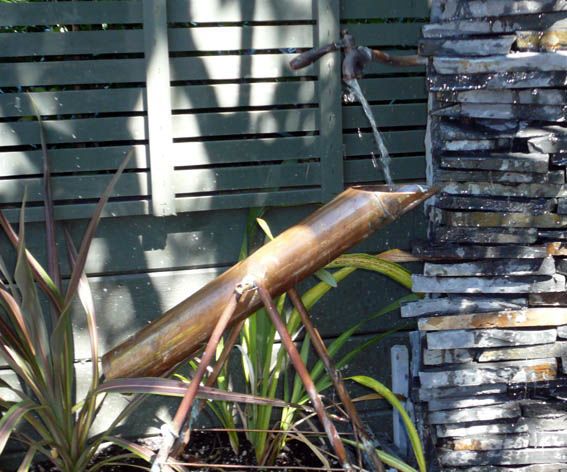 Copper Deer Scarer (Shishi Odoshi) for an urban garden