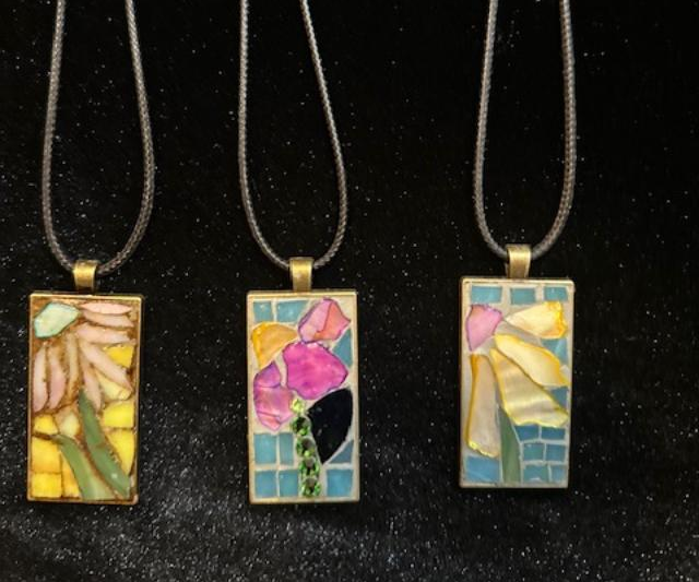 Make a Pendant Necklace Using Stained Glass and Shells.