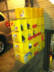 Repurposed Kitty Litter Bucket Storage Rack